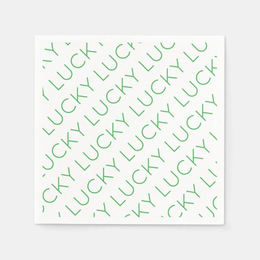LUCKY Moderne typografie Shamrocks Ierse Fun Servet (Voorkant)