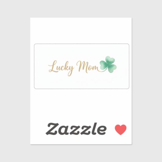Lucky Mom Elegant Script Heart Shamrock St Patrick Sticker (Vel)
