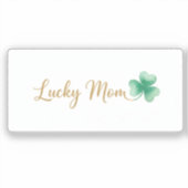 Lucky Mom Elegant Script Heart Shamrock St Patrick Sticker (Voorkant)