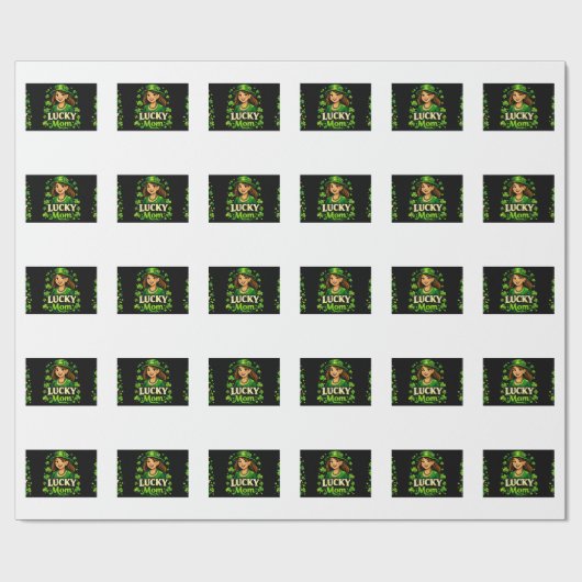Lucky Mom – St. Patrick’s Day Clover Design Cadeaupapier (Vlak)