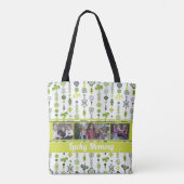 "Lucky Mommy" Shamrock Klaver Patroon Foto Tote Bag (Achterkant)