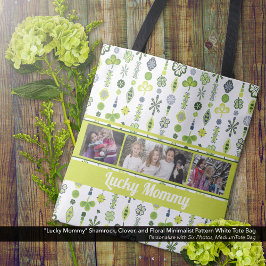 "Lucky Mommy" Shamrock Klaver Patroon Foto Tote Bag
