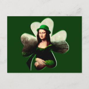 Lucky Mona Lisa St Patrick's Day Clover Briefkaart