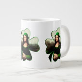 Lucky Mona Lisa St Patrick's Day Clover Grote Koffiekop (Voorkant rechts)