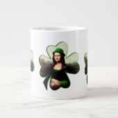 Lucky Mona Lisa St Patrick's Day Clover Grote Koffiekop (Voorkant)