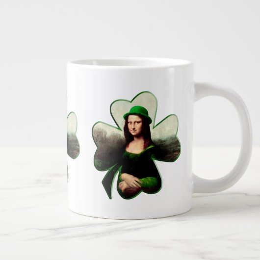 Lucky Mona Lisa St Patrick's Day Clover Grote Koffiekop (Rechts)