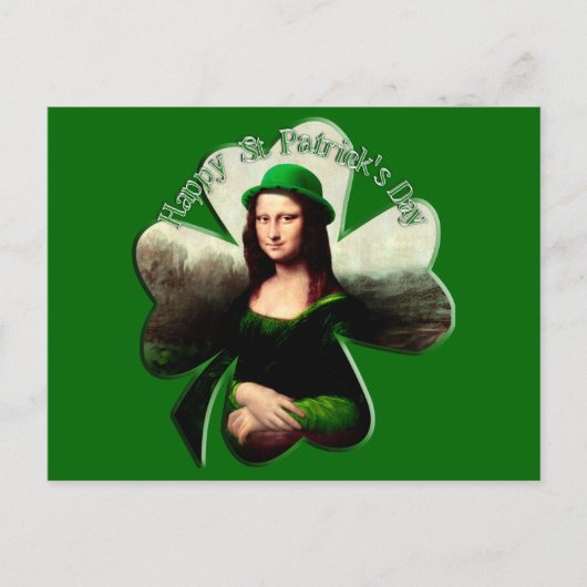Lucky Mona Lisa St Patrick's Day Shamrock Briefkaart (Voorkant)