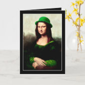 Lucky Mona Lisa St Patrick's Day Shamrock Kaart (Gele Bloem)