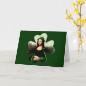 Lucky Mona Lisa St Patrick's Day Shamrock Kaart (Gele Bloem)
