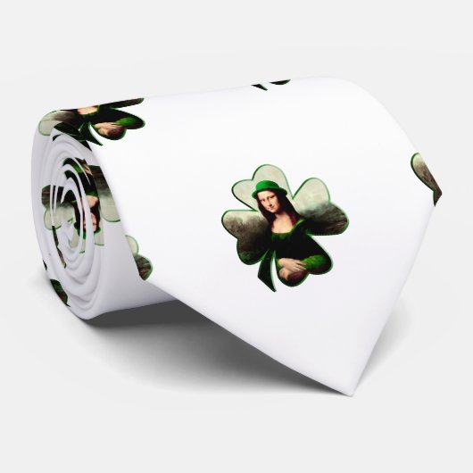 Lucky Mona Lisa St. Patrick's Day Stropdas (Opgerold)