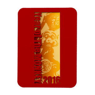 Lucky Monkey 2016 Greeting Magnet V Magneet