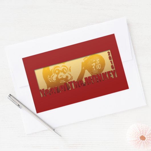 Lucky Monkey 2016 Rechthoekige Sticker 1 (Envelop)