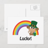 Lucky Monkey Leprechaun Briefkaart (Voorkant / Achterkant)