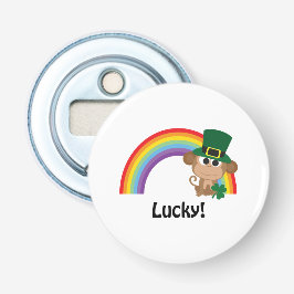 Lucky Monkey Leprechaun Button Flesopener