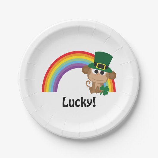 Lucky Monkey Leprechaun Papieren Bordje (Voorkant)