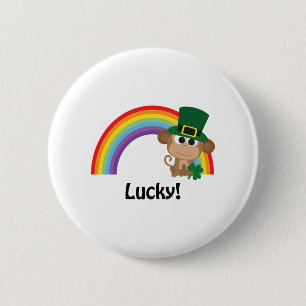 Lucky Monkey Leprechaun Ronde Button 5,7 Cm