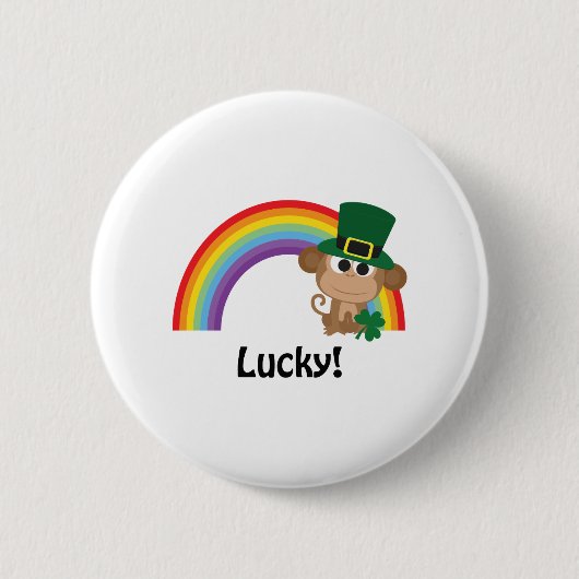 Lucky Monkey Leprechaun Ronde Button 5,7 Cm (Voorkant)