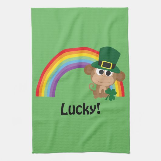 Lucky Monkey Leprechaun Theedoek (Verticaal)