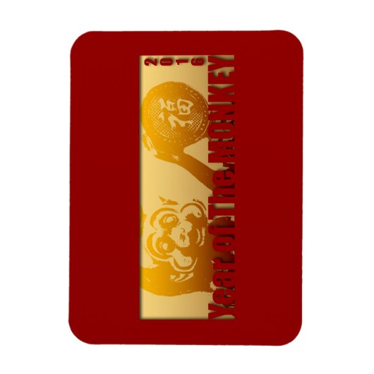 Lucky Monkey Year 2016 Greeting Magnet 1 Magneet (Verticaal)