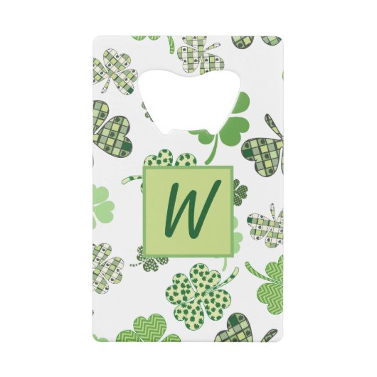 Lucky Monogram Clovers Creditkaart Flessenopener (Voorkant)
