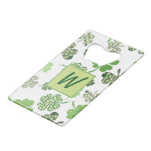 Lucky Monogram Clovers Creditkaart Flessenopener (Voorkant Gekanteld)