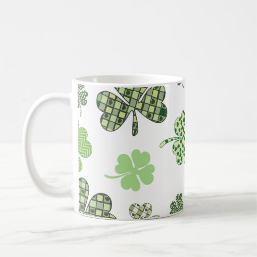 Lucky Monogram St. Patrick's Day Clovers Koffiemok (Links)