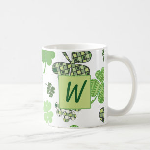Lucky Monogram St. Patrick's Day Clovers Koffiemok