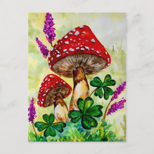 Lucky Mushrooms en Lavender Briefkaart