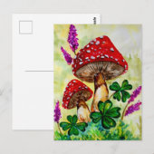 Lucky Mushrooms en Lavender Briefkaart (Voorkant / Achterkant)