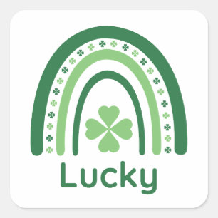Lucky Name Clover Boho Rainbow Vierkante Sticker