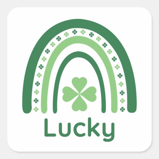 Lucky Name Clover Boho Rainbow Vierkante Sticker (Voorkant)