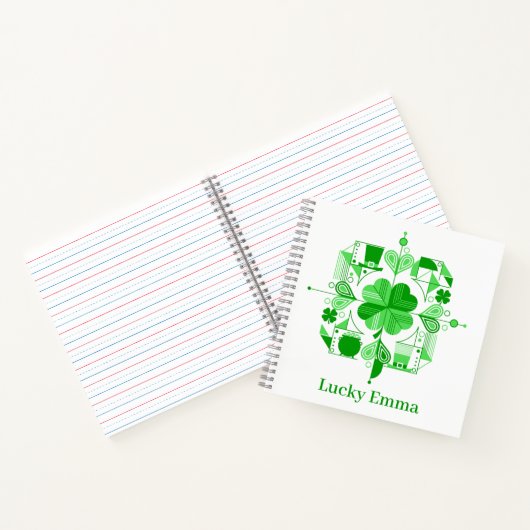 Lucky Name Personalized Clover Design Notitieboek (Binnen)
