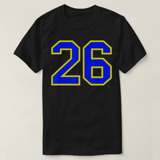 Lucky Number #26 Blue Yellow Sport Player Fan Jers T-shirt (Design voorkant)