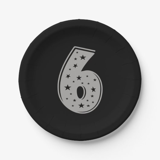 Lucky Number 6 Happy Birthday Papieren Bordje (Voorkant)