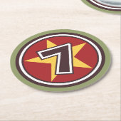 Lucky Number 7 Ronde Kartonnen Onderzetter (Gebogen)