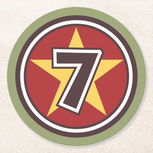 Lucky Number 7 Ronde Kartonnen Onderzetter (Voorkant)