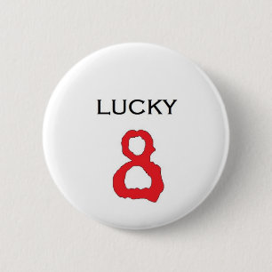 Lucky Number 8 Badge Ronde Button 5,7 Cm