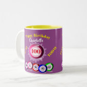 Lucky Number Bingo Theethday Tweekleurige Koffiemok (Voorkant links)