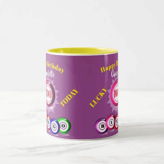 Lucky Number Bingo Theethday Tweekleurige Koffiemok (Center)