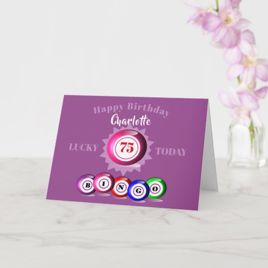 Lucky Number Bingo Thleed Birthday Card Kaart (Orchidee)