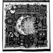 Lucky Numerology Manifesteren Magic Zwart & Wit Douchegordijn (Voorkant)