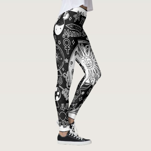 Lucky Numerology Manifesteren Magic Zwart & Wit Leggings (Rechts)