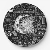 Lucky Numerology Manifesteren Magic Zwart & Wit Papieren Bordje (Voorkant)