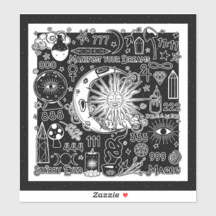 Lucky Numerology Manifesteren Magic Zwart & Wit Sticker