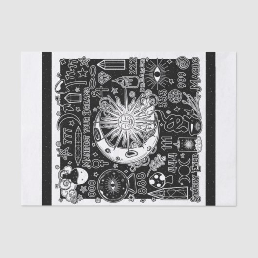 Lucky Numerology Manifesteren Magic Zwart & Wit Tissuepapier (Voorkant)