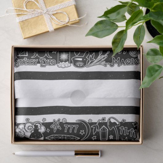 Lucky Numerology Manifesteren Magic Zwart & Wit Tissuepapier (Geschenk)