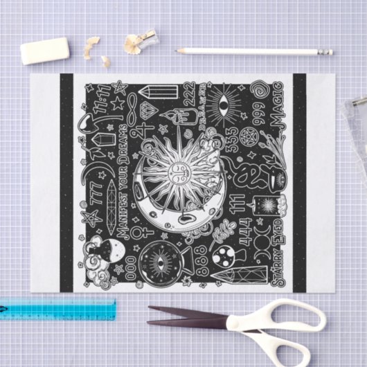 Lucky Numerology Manifesteren Magic Zwart & Wit Tissuepapier (Craft)