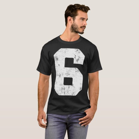 Lucky Nummer 6 Verjaardagssport Speler Team T-shirt (Voorkant volledig)