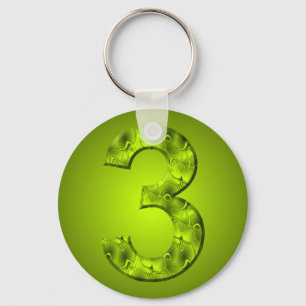 Lucky Nummer drie Natuur Magic Green Sleutelhanger