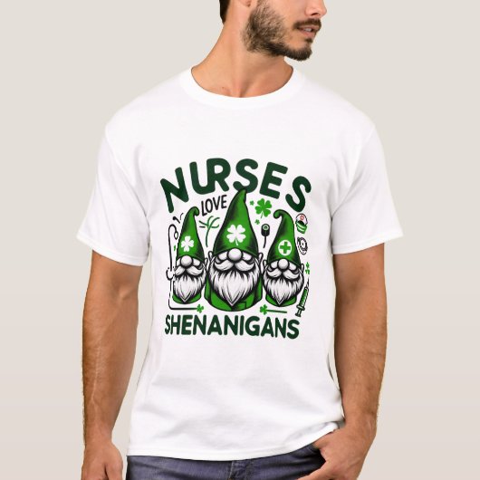 Lucky Nurse Gnomes - Shenanigans in Scrubs T-shirt (Voorkant)